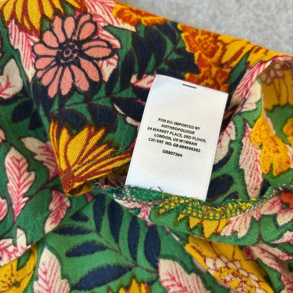 Akemi + Kin Floral Anthropologie Tunic Blouse‎ Green Yellow Floral Bloom Medium - Picture 11 of 13